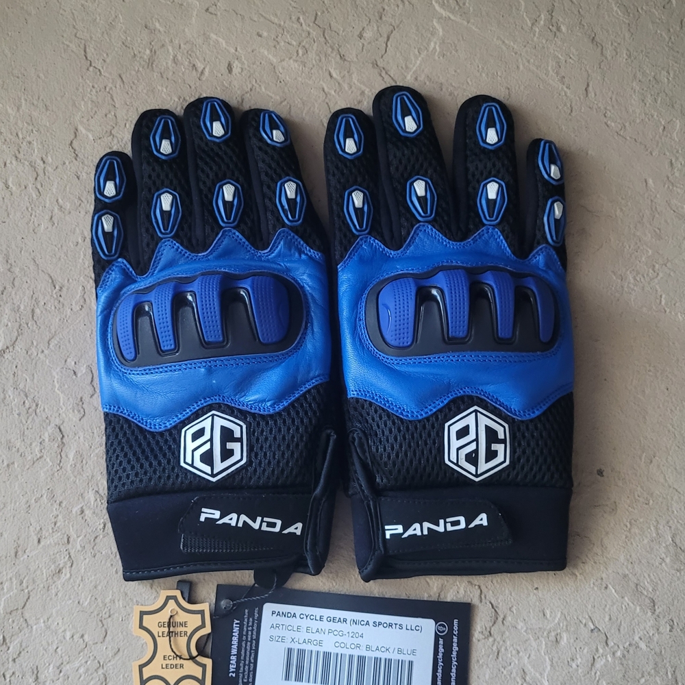 NWT XL Panda Motorcycle Bicycle Motorbike Racing Full Fingers Gloves